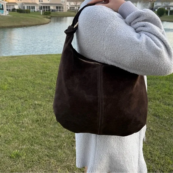 Marlon Italian Brown Suede Hobo Bag - Picture 5 of 5